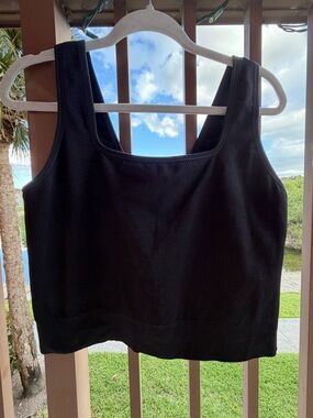 all in motion Black Ribbed Scoop Tank Top